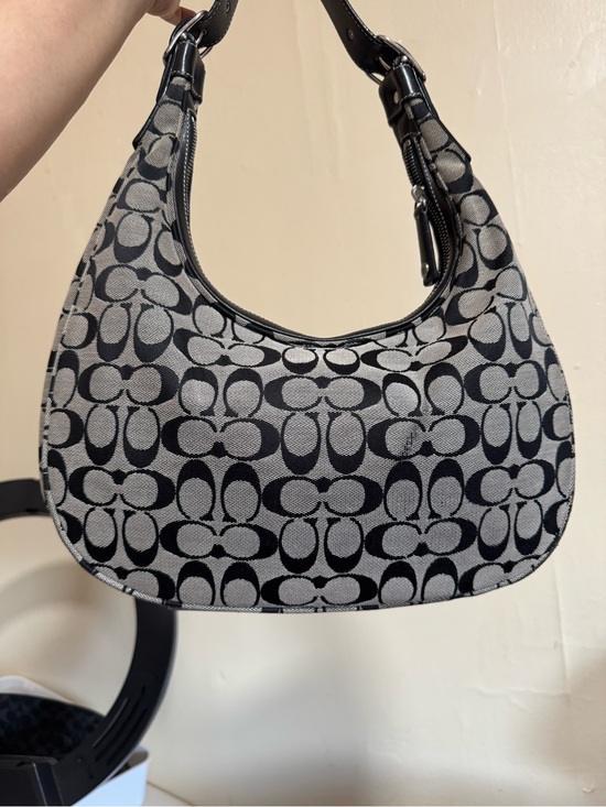 Coach Handbags - Coach Vintage y2k Signature Crescent Shoulder Bag - Black/Gray